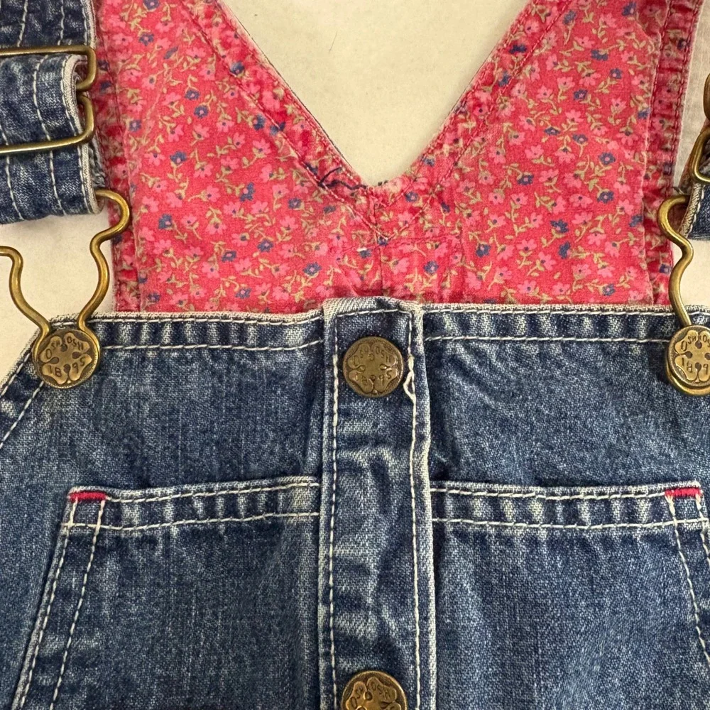 OshKosh B'gosh Kids Denim Overalls Dress ABC Embroidered Flower‎ Cute Size 2T